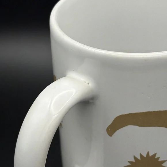 Vintage Oscar de la Renta Ceramic Mug Gold Swirl Sunburst Coffee Cup 12oz EUC - Picture 7 of 11